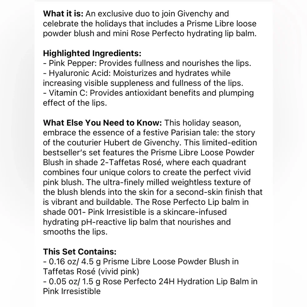 🌸 GIVENCHY The Prisme Libre Blush & Perfecto Mini Lip Balm Set - Picture 5 of 5